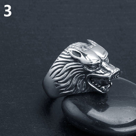 Vintage Wolf Head Tooth Shape Punk Finger Knuckle Cool Men Ring Jewelry - Wolfmall
