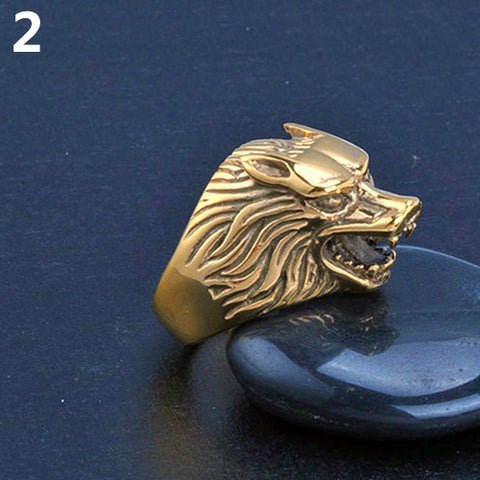 Vintage Wolf Head Tooth Shape Punk Finger Knuckle Cool Men Ring Jewelry - Wolfmall