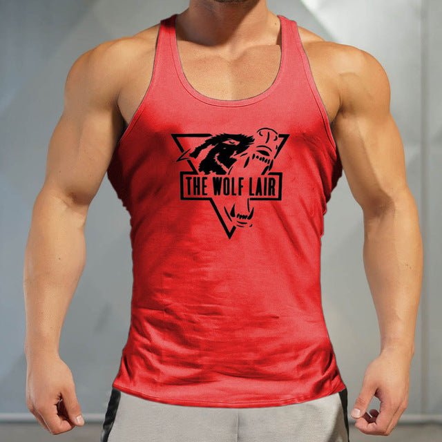 Muscle Fitness Men's Sleeveless Vests 2017 Bodybuilding New The Wolf Lair Solid Color Cotton Breathable Singlets Gyms Tank Tops - Wolfmall