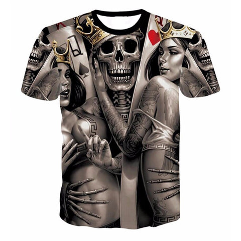 ONSEME Unisex-Adult Hipster 3D T Shirt Tees Funny Eagle/Lions/Skull/Boss Dog/Wolf/King Queen Prints TShirts Hip Hop Tops - Wolfmall