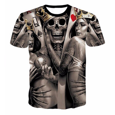 ONSEME Unisex-Adult Hipster 3D T Shirt Tees Funny Eagle/Lions/Skull/Boss Dog/Wolf/King Queen Prints TShirts Hip Hop Tops - Wolfmall