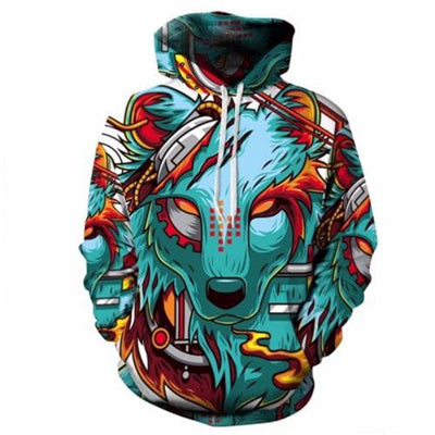 ONSEME Unisex-Adult Long Sleeve Hooded Sweatshirts Cool Wolf 3D Hoodie Pullovers Sweatshirt Outwear Drop Ship - Wolfmall