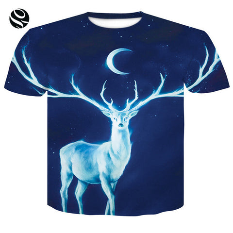2018 Cool T-shirt Men/Women 3d Tshirt Print Print  Wolf Howling To The Moon Short Sleeve Summer Tops Tees T shirt Fashion - Wolfmall