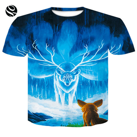 2018 Cool T-shirt Men/Women 3d Tshirt Print Print  Wolf Howling To The Moon Short Sleeve Summer Tops Tees T shirt Fashion - Wolfmall