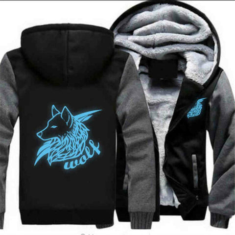 Dropshipping USA size Men Women Night Luminous Wolf Printed printed Jacket Sweatshirts Thicken Hoodie Coat large size 6XL - Wolfmall