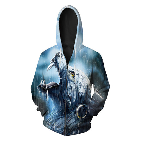 Hot Sale Wolf Printed Zipper Hoodies Men 3D Sweatshirt Quality Plus size Pullover Novelty 6XL Streetwear Male Hooded Jacket - Wolfmall