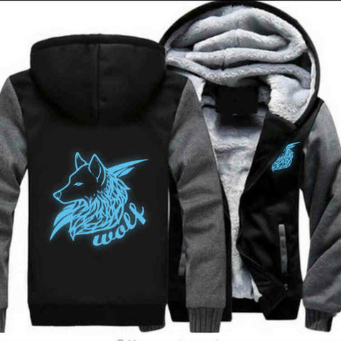 Dropshipping Fashion For Men Women Night Luminous Wolf Printed Printed Jacket Sweatshirts Thicken Hoodie Coat Clothing Casual - Wolfmall