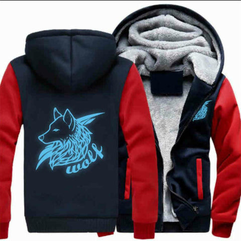 Dropshipping Fashion For Men Women Night Luminous Wolf Printed Printed Jacket Sweatshirts Thicken Hoodie Coat Clothing Casual - Wolfmall