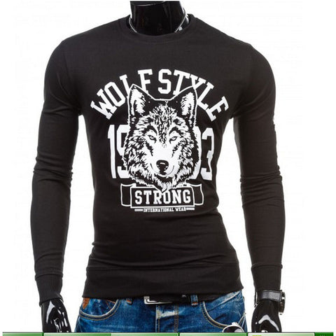 Foreign trade hot men 's round neck wolf head pattern printing design leisure jacket jacket men - Wolfmall