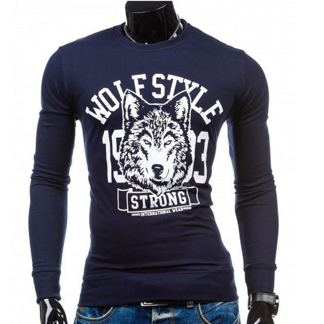 Foreign trade hot men 's round neck wolf head pattern printing design leisure jacket jacket men - Wolfmall