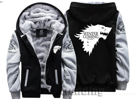 winter is coming wolf man women girl boy Warm Thick Coat Jacket  winter warm velvet thrones Sweatshirt  top Hoodies gift - Wolfmall