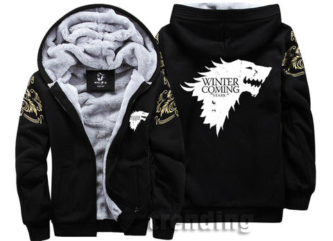 winter is coming wolf man women girl boy Warm Thick Coat Jacket  winter warm velvet thrones Sweatshirt  top Hoodies gift - Wolfmall