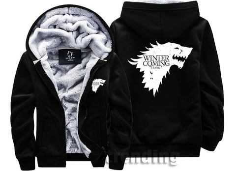 winter is coming wolf man women girl boy Warm Thick Coat Jacket  winter warm velvet thrones Sweatshirt  top Hoodies gift - Wolfmall
