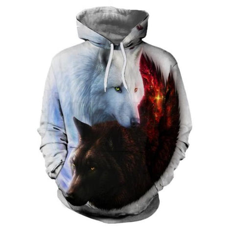 Hot Sale Brand Wolf Printed Hoodies Men 3D Sweatshirt Quality Plus size Pullover Novelty 3XL Streetwear Male Hooded Jacket - Wolfmall