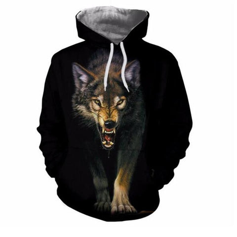 Hot Sale Brand Wolf Printed Hoodies Men 3D Sweatshirt Quality Plus size Pullover Novelty 3XL Streetwear Male Hooded Jacket - Wolfmall