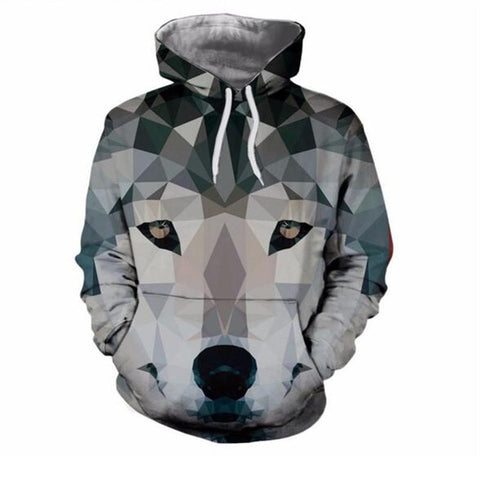 Hot Sale Brand Wolf Printed Hoodies Men 3D Sweatshirt Quality Plus size Pullover Novelty 3XL Streetwear Male Hooded Jacket - Wolfmall
