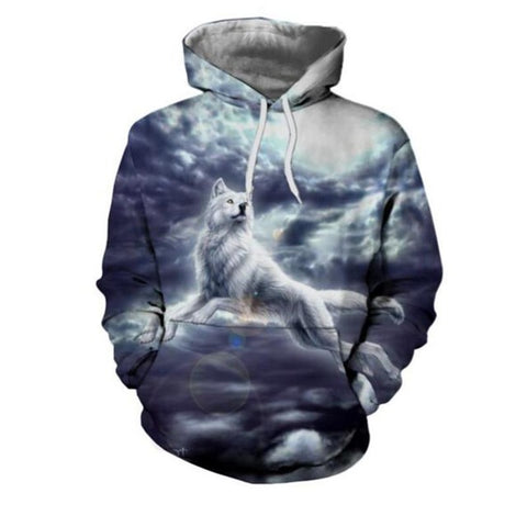 Hot Sale Brand Wolf Printed Hoodies Men 3D Sweatshirt Quality Plus size Pullover Novelty 3XL Streetwear Male Hooded Jacket - Wolfmall