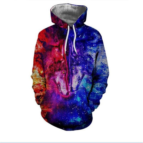 Hot Sale Brand Wolf Printed Hoodies Men 3D Sweatshirt Quality Plus size Pullover Novelty 3XL Streetwear Male Hooded Jacket - Wolfmall