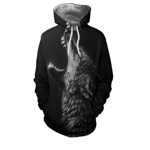 Hot Sale Brand Wolf Printed Hoodies Men 3D Sweatshirt Quality Plus size Pullover Novelty 3XL Streetwear Male Hooded Jacket - Wolfmall