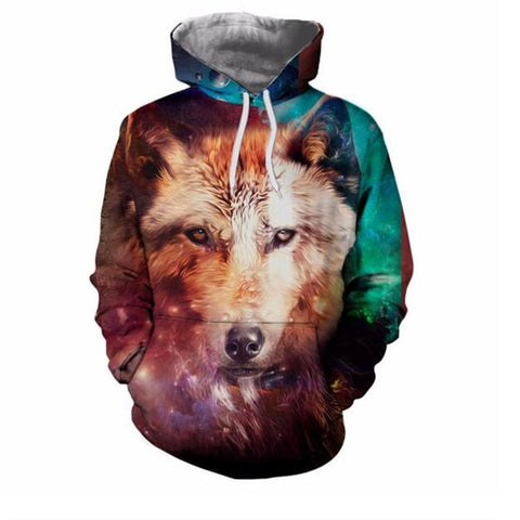 Hot Sale Brand Wolf Printed Hoodies Men 3D Sweatshirt Quality Plus size Pullover Novelty 3XL Streetwear Male Hooded Jacket - Wolfmall