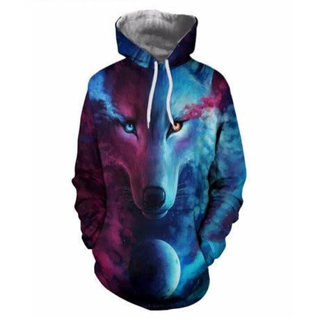 Hot Sale Brand Wolf Printed Hoodies Men 3D Sweatshirt Quality Plus size Pullover Novelty 3XL Streetwear Male Hooded Jacket - Wolfmall