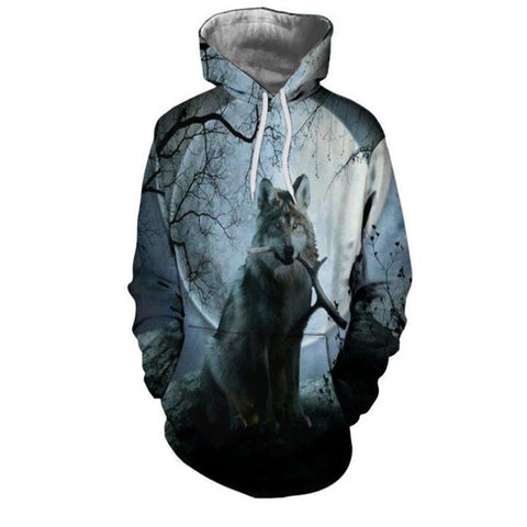 Hot Sale Brand Wolf Printed Hoodies Men 3D Sweatshirt Quality Plus size Pullover Novelty 3XL Streetwear Male Hooded Jacket - Wolfmall