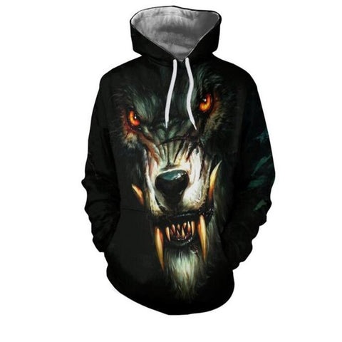 Hot Sale Brand Wolf Printed Hoodies Men 3D Sweatshirt Quality Plus size Pullover Novelty 3XL Streetwear Male Hooded Jacket - Wolfmall