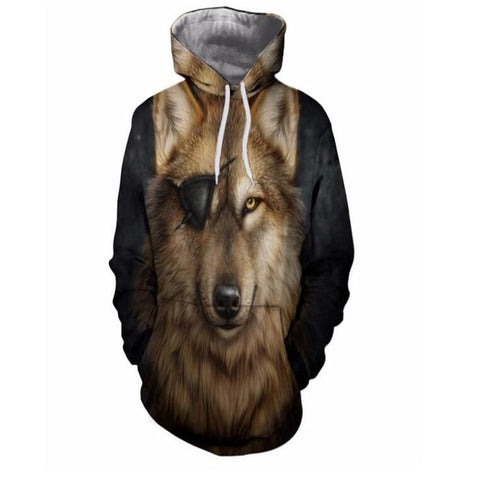 Hot Sale Brand Wolf Printed Hoodies Men 3D Sweatshirt Quality Plus size Pullover Novelty 3XL Streetwear Male Hooded Jacket - Wolfmall