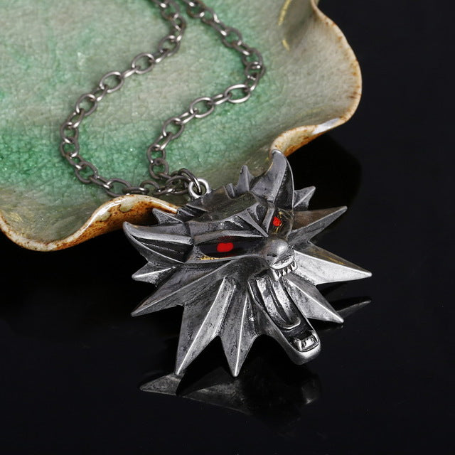 MINHIN Hot Selling Punk Necklace 3 Colors Medallion Pendant Wizard Witcher Wild Hunt Wolf Head Necklace For Men Spoof necklace - Wolfmall