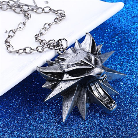 MINHIN Hot Selling Punk Necklace 3 Colors Medallion Pendant Wizard Witcher Wild Hunt Wolf Head Necklace For Men Spoof necklace - Wolfmall