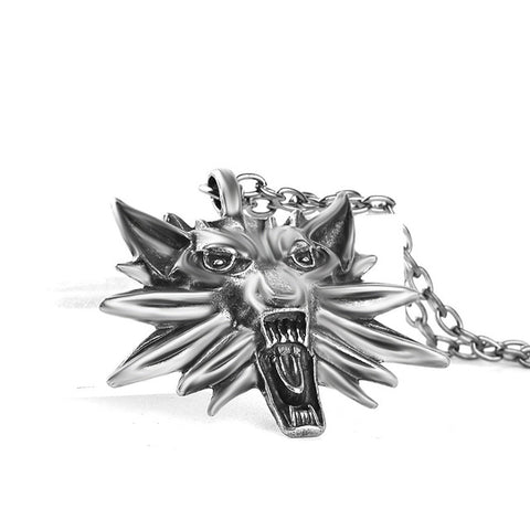 Figure Game Pendant Master Wizards 3 Medal Pendant Chain and Necklace Wolf Head Chain and Necklace U Magic Wand Color Halloween - Wolfmall