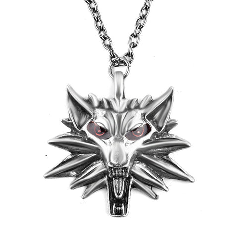 Figure Game Pendant Master Wizards 3 Medal Pendant Chain and Necklace Wolf Head Chain and Necklace U Magic Wand Color Halloween - Wolfmall