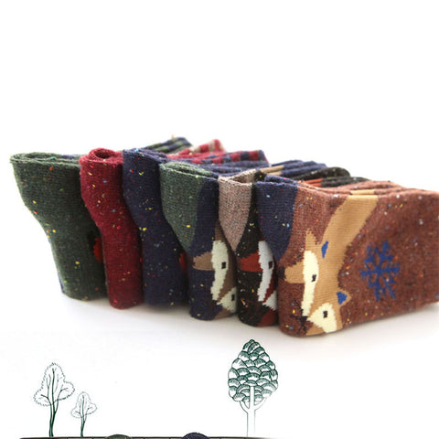 Fashion Women Animal Cartoon Wool Blend Socks Fox Wolf Warm Lovely Casual Sock - Wolfmall