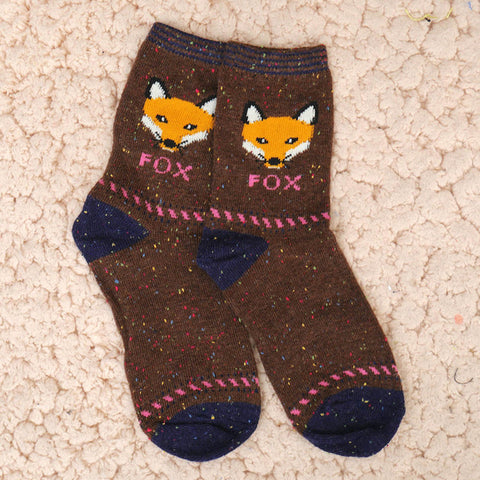 Women Cute Animal Cartoon Fox Wolf Warm Cotton Sock Female Ladies Casual Hosiery - Wolfmall