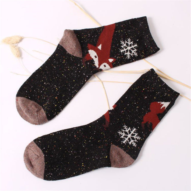 2018 Women Fashion Cute Fox Wolf Creative Cotton Socks Ladies Spring Summer Harajuku Warm Thick Socks - Wolfmall