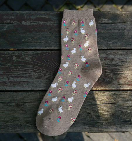 Kawaii Japanese Cartoon Animal In Tube Women Cotton Socks Printed Cute Sheep Cow Wolf  Pig Female Casual Sock Leisure Sox 5Color - Wolfmall