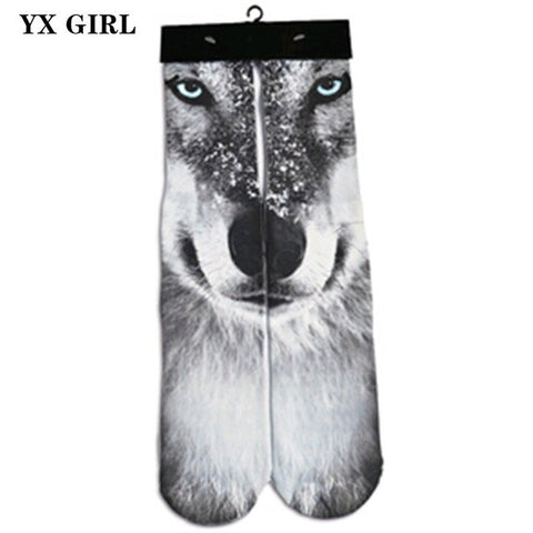 2018 New Fashion Men/Women 3d Funny Harajuku Sock Animal Wolf/Tiger Printed Socks Warm Brand Sock Unisex - Wolfmall