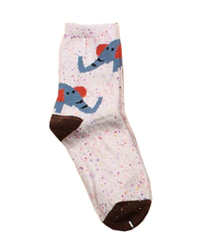Fashhion Cute Korean Thick Wool Cotton Women Girl Crew Socks Spring And Summer Of Harajuku Animal Fox Wolf Striped Sox - Wolfmall