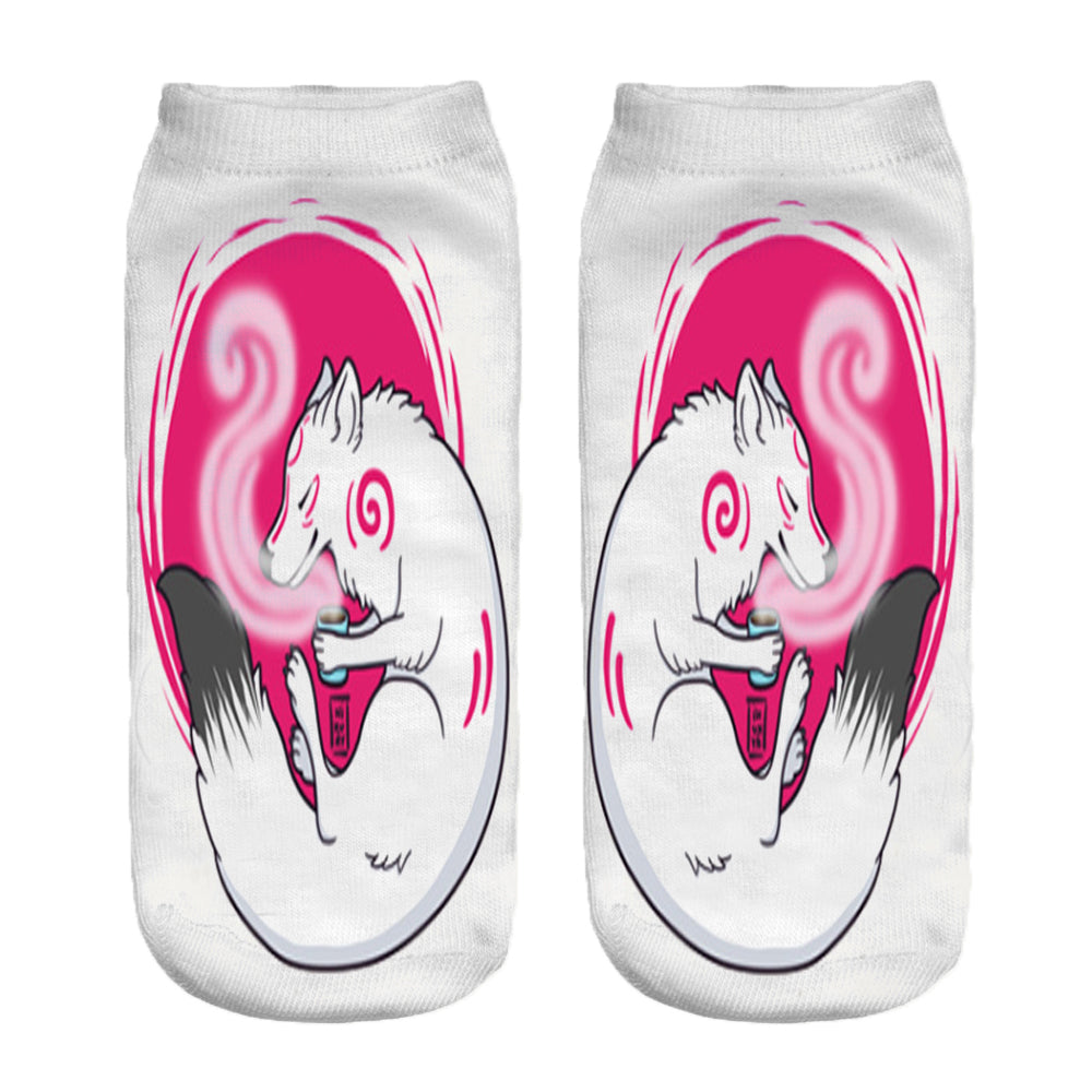 1pair/pack 3d drunk wolf Charactor Unisex Sock Hot women's unisex socks Polyester Fashion 19*8cm Women Socks for EUR34~40 - Wolfmall