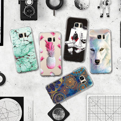 Lovely Pineapple White Wolf Stone Pattern TPU Phone Case for Sumsung Galaxy J3 J5 J7 A3 A5 2015 2016 2017 Silicone Case Fundas - Wolfmall