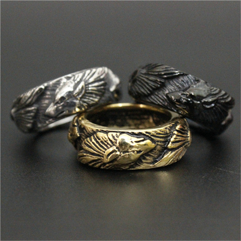 1pc Newest Golden Silver Black Color Wolf Ring 316L Stainless Steel Cool Fashion Punk Animal Ring - Wolfmall