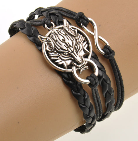 Charming Wolf Head Pendant Rope Chain Bracelet Pulseira Feminina Pulseras Mujer Men Jewelry Bracelets For Women Free Shipping - Wolfmall