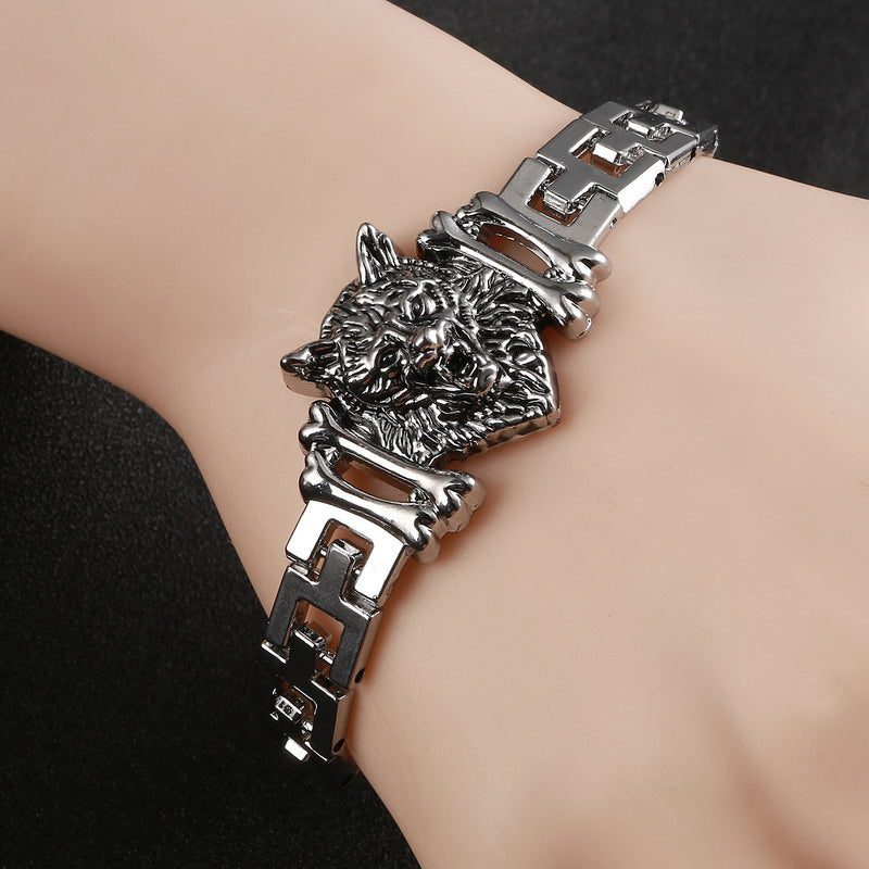 Fashion Punk Wolf Head Stainless Steel Charm bracelet for Women Bracelets & Bangles Charms Bracelets Men Pulseira Jewelry Gift - Wolfmall