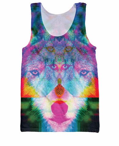RuiYi Wonder Wolf Tank Top beautiful wolf in psychedelic colorful look Casual tee bodybuilding Tanks Vest Jersey Colete For Wome - Wolfmall