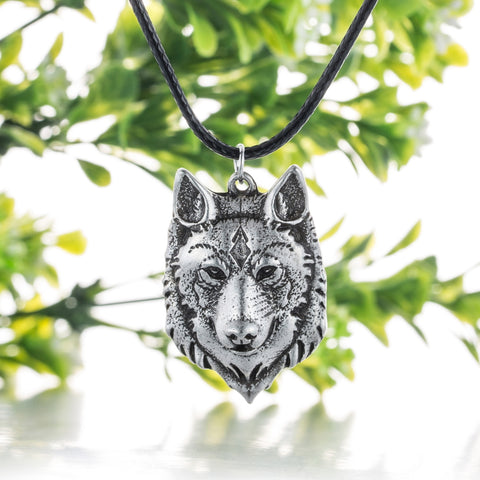 Wolf Head Necklace Pendant Animal Power Norse Viking Amulet  Necklaces Pendants Men Women Gift Jewelry Antique Silver - Wolfmall