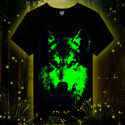 Wholesale summer brand clothing Novelty Mens tshirt homme 3D Glow in the Dark Luminous t shirt Men Wolf Printed Short Sleeve tee - Wolfmall