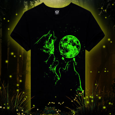 Wholesale summer brand clothing Novelty Mens tshirt homme 3D Glow in the Dark Luminous t shirt Men Wolf Printed Short Sleeve tee - Wolfmall