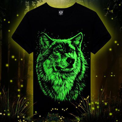 Wholesale summer brand clothing Novelty Mens tshirt homme 3D Glow in the Dark Luminous t shirt Men Wolf Printed Short Sleeve tee - Wolfmall