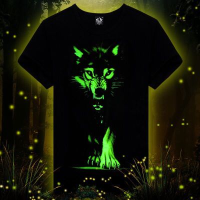 Wholesale summer brand clothing Novelty Mens tshirt homme 3D Glow in the Dark Luminous t shirt Men Wolf Printed Short Sleeve tee - Wolfmall