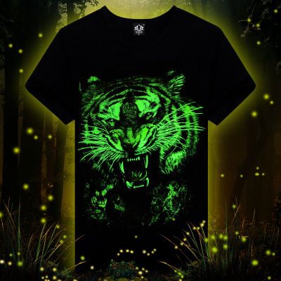 Wholesale summer brand clothing Novelty Mens tshirt homme 3D Glow in the Dark Luminous t shirt Men Wolf Printed Short Sleeve tee - Wolfmall